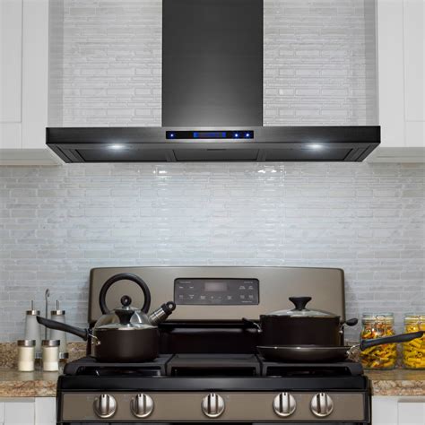 black stainless stove vent hoods